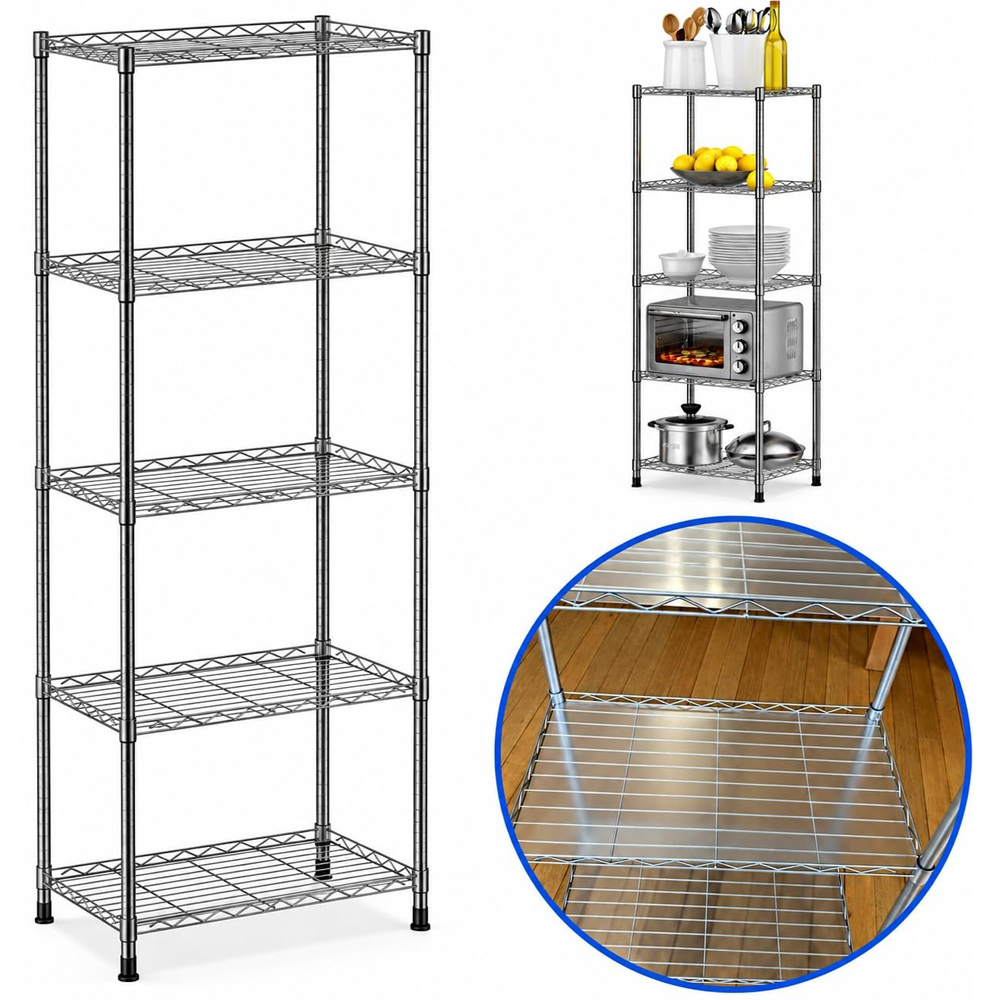 ATEK 5-Tier Silver Metal Wire Storage Rack Image 5