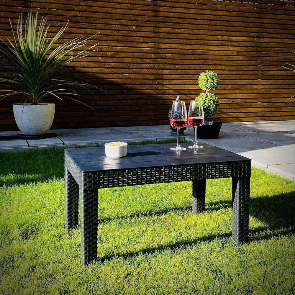Garden Gear Black Rattan Effect Plastic Garden Side Table Image 7