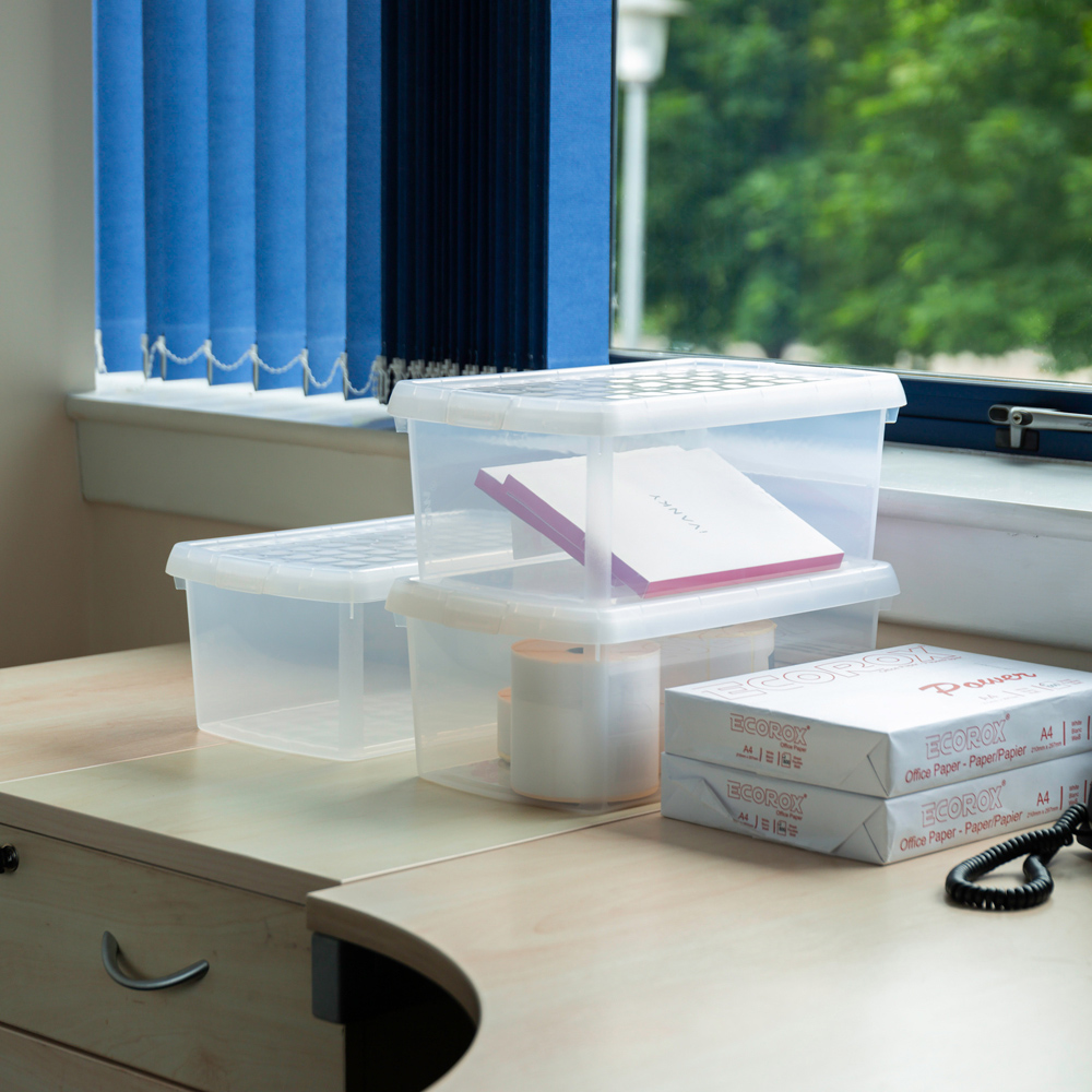 Wham Clip 10.5L Clear Rectangular Storage Box with Lid 3 Pack Image 2