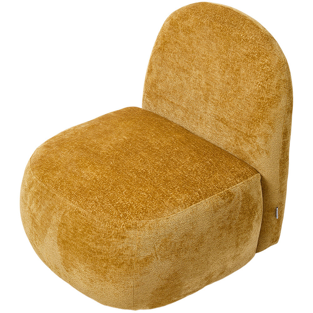 Living and Home Modern Yellow Chenille Upholstered Lounge Chair Image 2