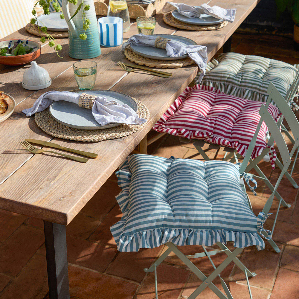 Wylder Millie Green Ruffle Seat Pad 40 x 40cm 2 Pack Image 6