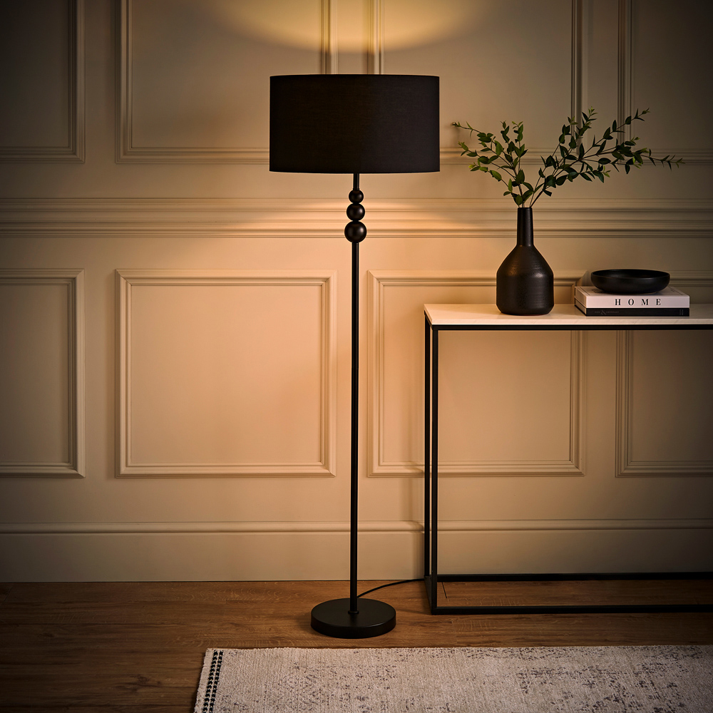 ValueLights Marissa Black Shade Black Ball LED Floor Lamp Image 6