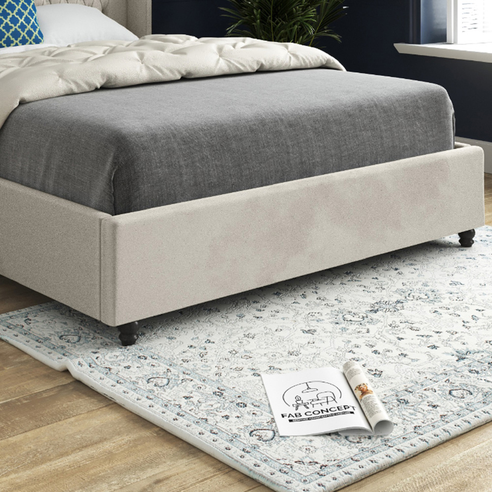 Volta King Size Silver Soft Velvet Upholstered Bed Frame with Straight Winged Headboard Image 4