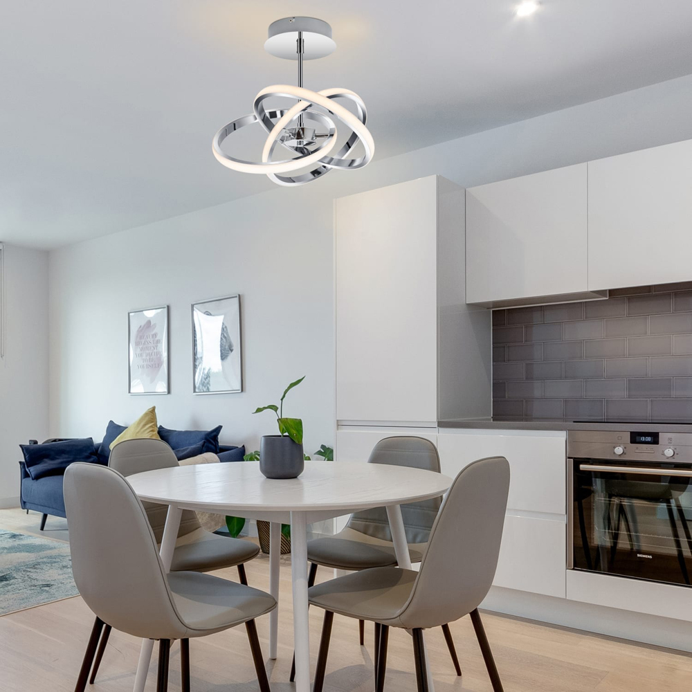 Cosylyte Ridgley 3 Ring Chrome Asteroid LED Pendant Light Image 5