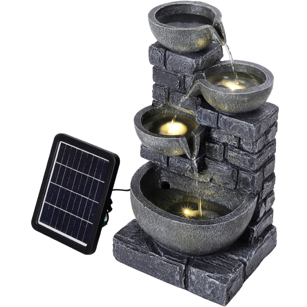Living and Home Rustic Solar Water Feature with LED Lights Image 4