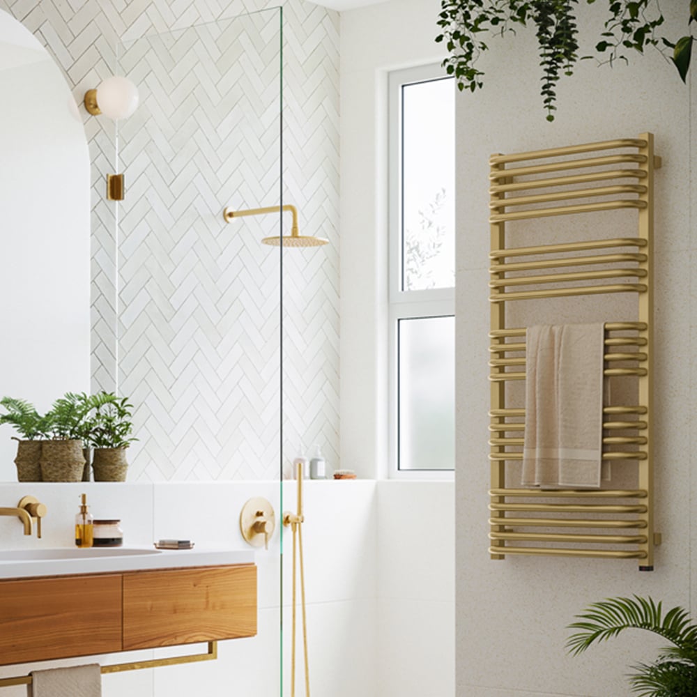 Terma Alex One 2046BTU Brass Electric Towel Rail 1140 x 500mm Image 2