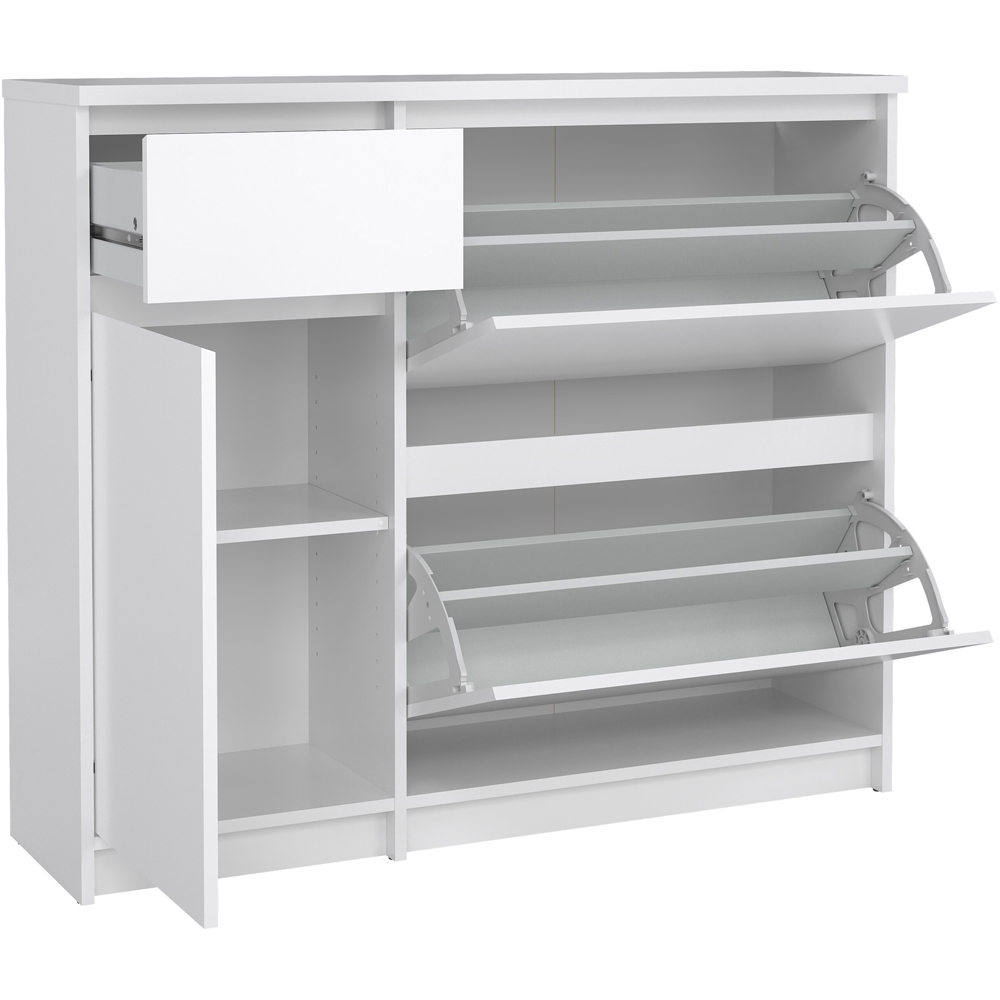 Florence Single Door 3 Drawer White High Gloss Shoe Cabinet Image 5