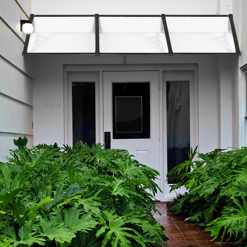 Living and Home Black Window and Door Awning Canopy with Brackets 90 x 270cm Image 6