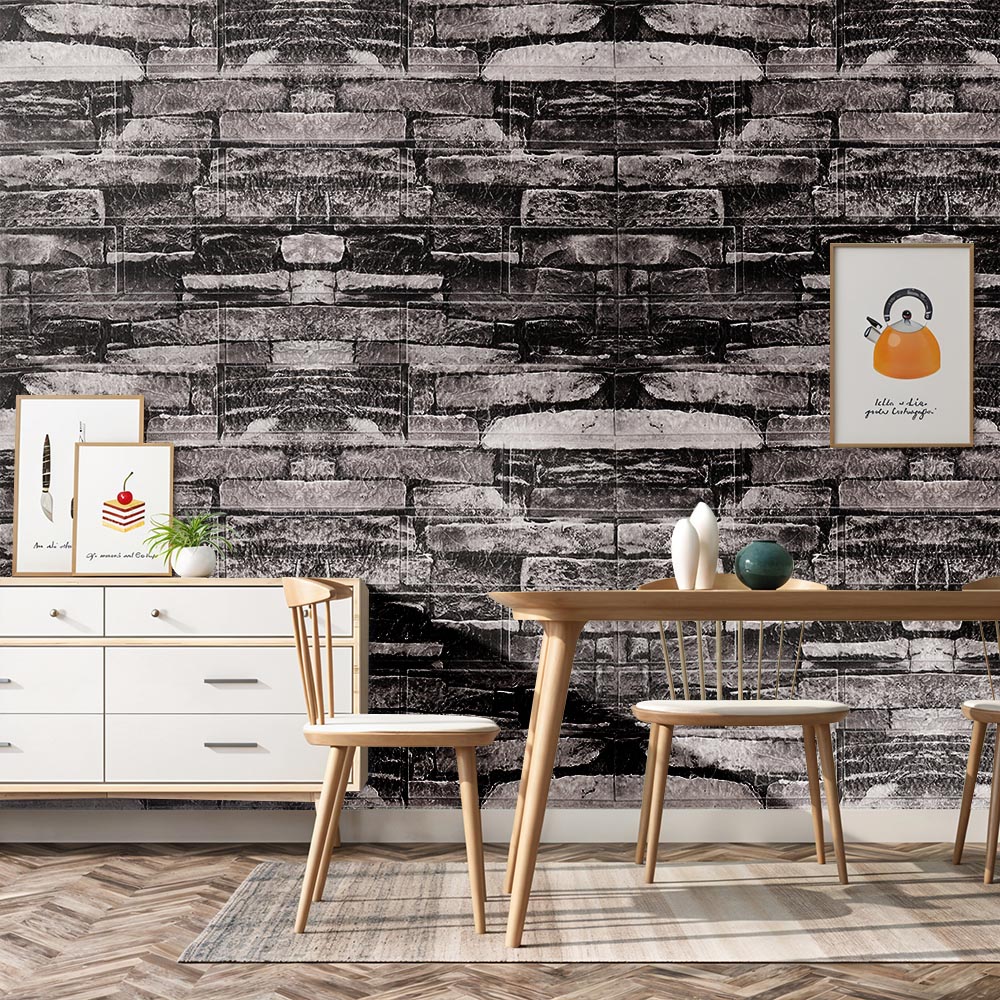 Living and Home 3D Brick Texture Grey Wall Sticker 15 Pack Image 7