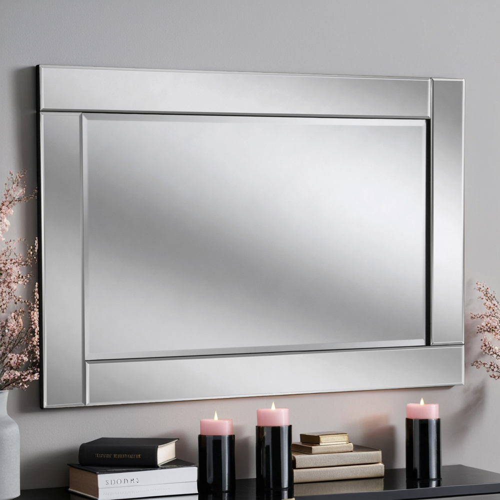 Yearn Contemporary Bevelled Wall Mirror 120 x 80cm Image 2