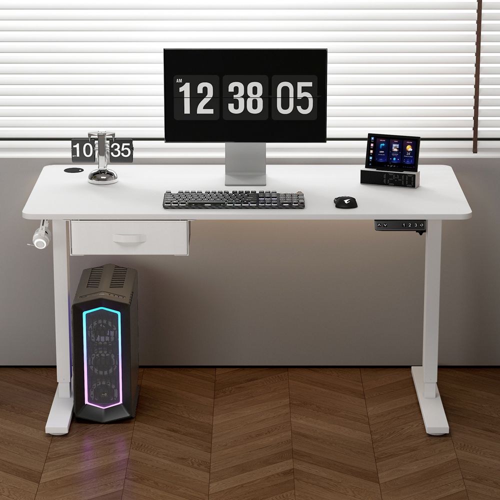 Easton Height Adjustable Electric Computer Desk White Image 3
