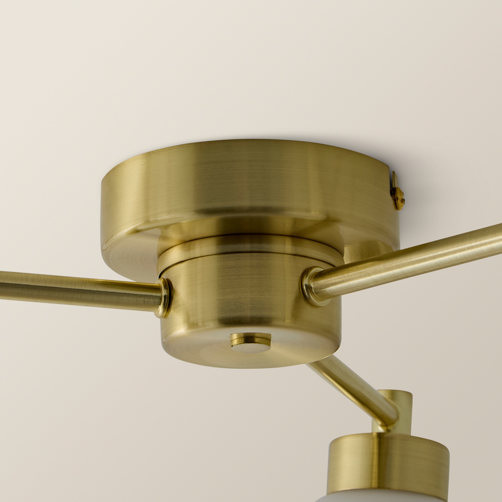 ValueLights Jonah Brushed Gold 3 Arm Globe Ball Shade Flush LED Ceiling Light Image 3