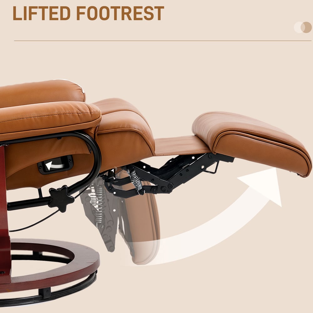 Portland Brown PU Leather Reclining Armchair with Footrest Image 5