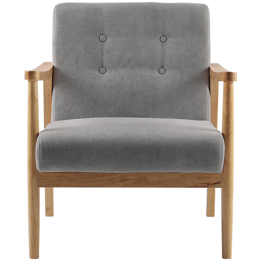 Living and Home Grey Tufted Wooden Armchair Image 2