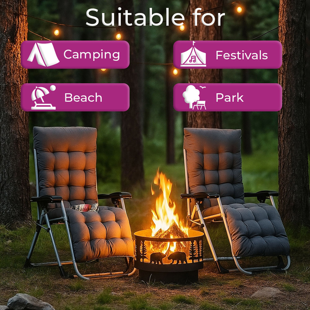 Neo Zero Gravity Dark Grey Reclining Sun Lounger with Padded Cushions Set of 2 Image 4