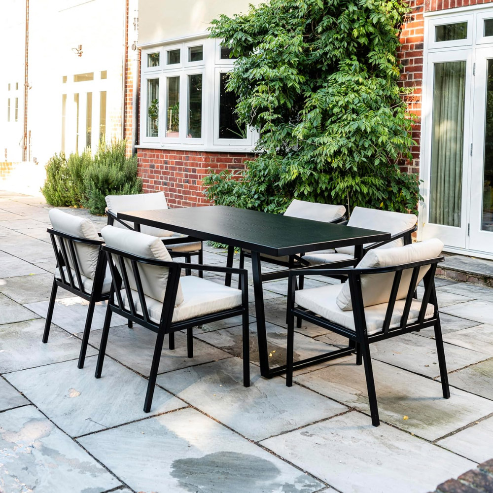 Garden Gear 6 Seater Wood Grain Effect Tabletop Garden Dining Set Image 8