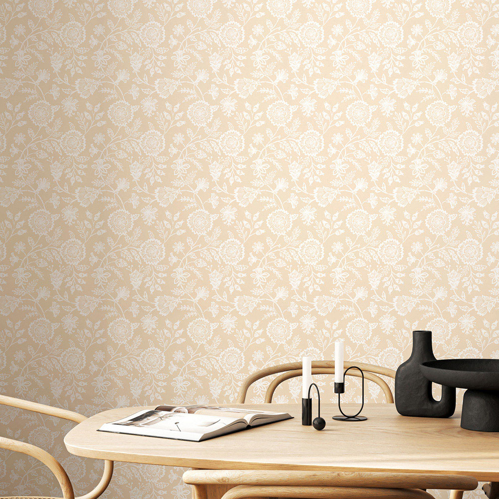 Hoopla Walls Purity Evelyn Trail Cream Wallpaper Image 2