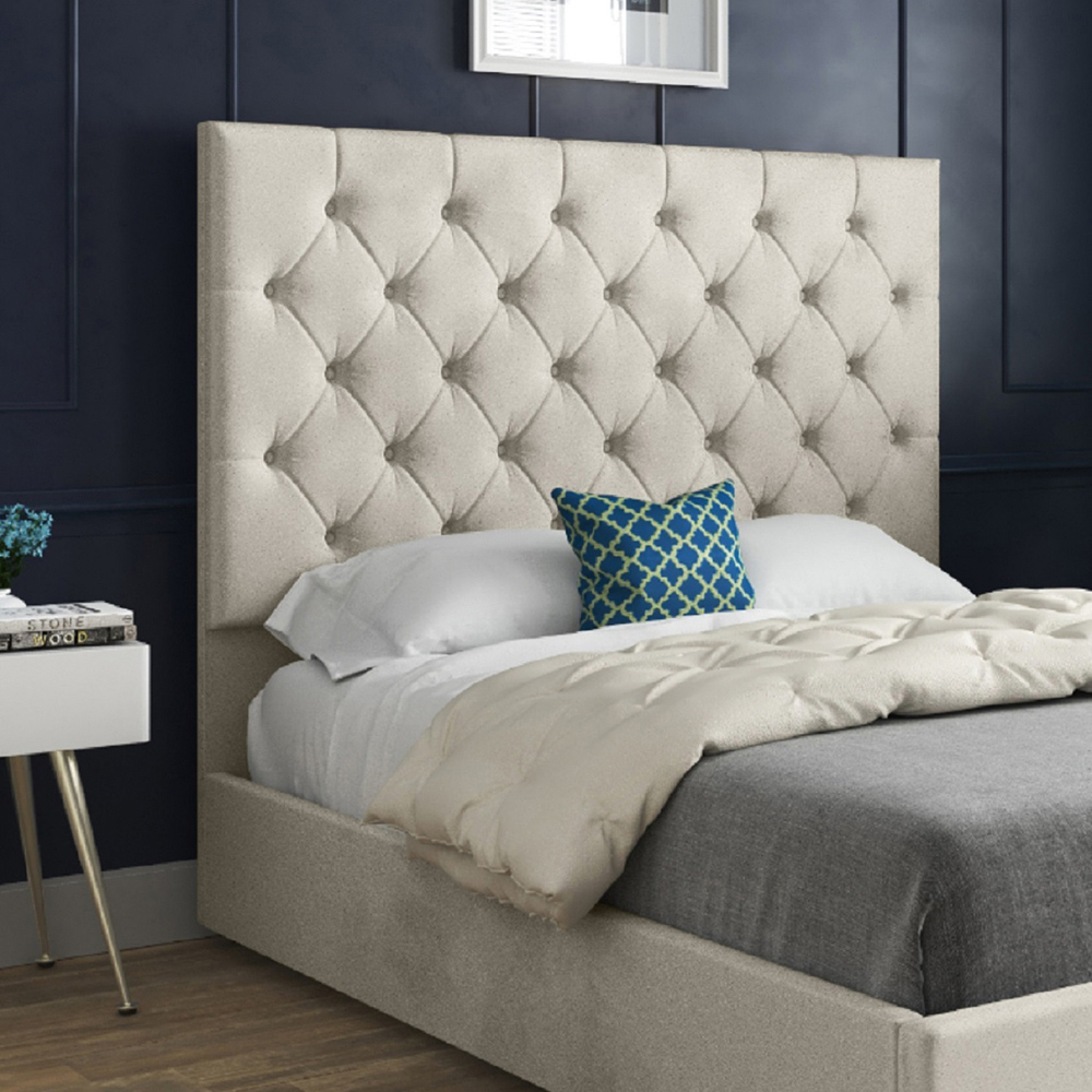 Alma Silver Super King Size Velvet Upholstered Bed Frame with Chesterfield Headboard Image 3