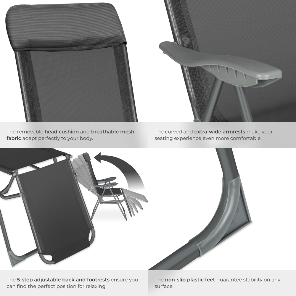 tectake Jana Set of 2 Anthracite Garden Chairs Image 5