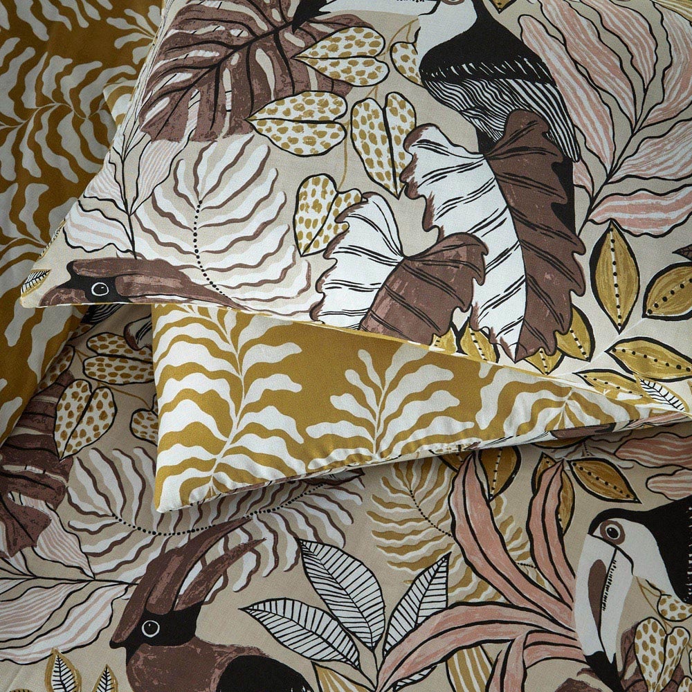 furn. Tocorica Double Cream Exotic Jungle Reversible Duvet Cover Set Image 3