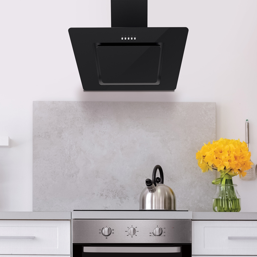 Statesman Black Angled Cooker 60cm Hood Glass ACH160BL Image 2