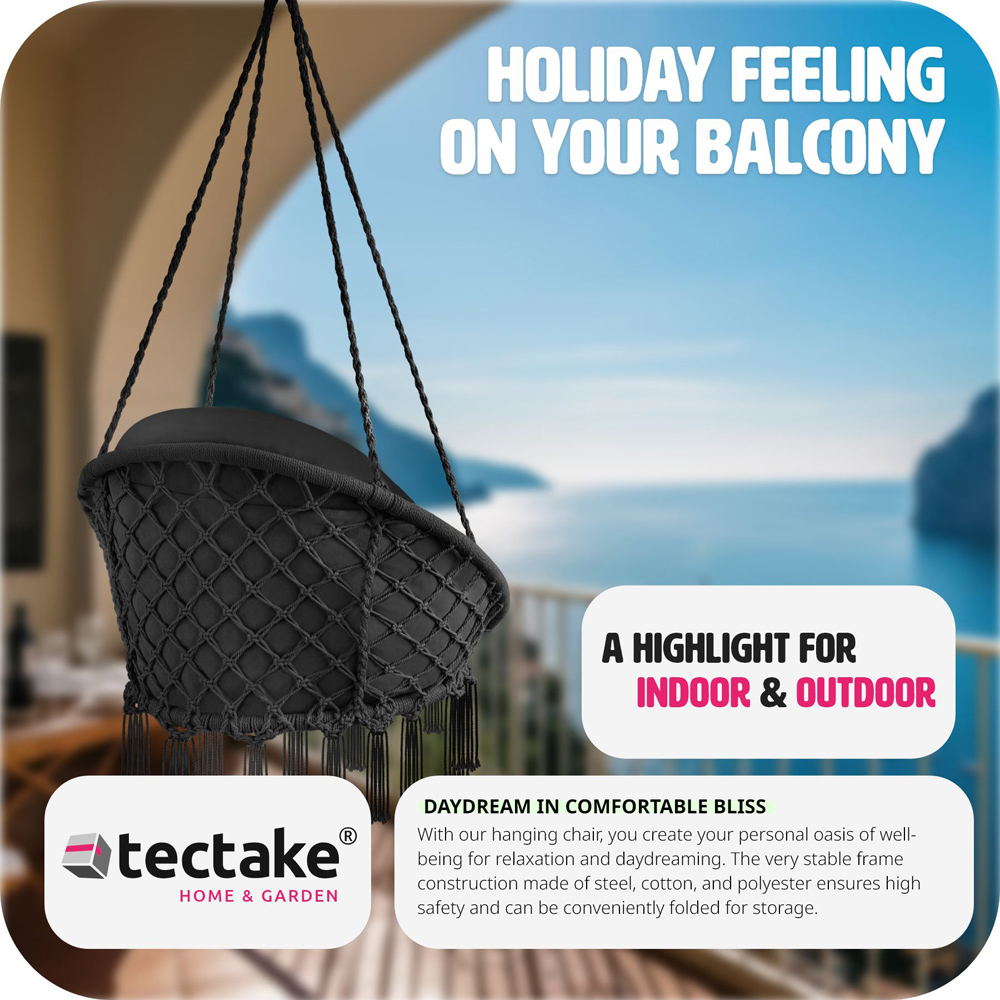 tectake Samira Black Swing Chair with Thick Seat Cushion Image 5