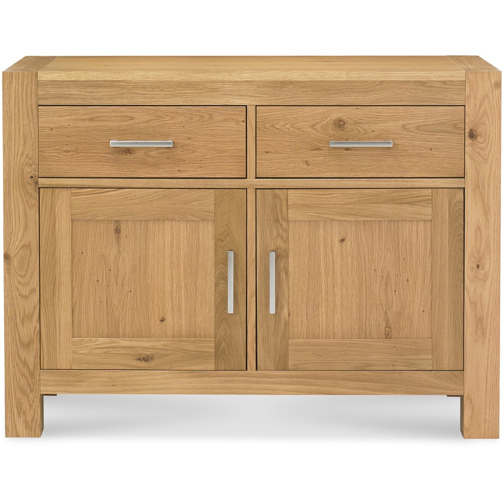 Bentley Designs Turin 2 Drawer 2 Door Light Oak Narrow Sideboard Image 3