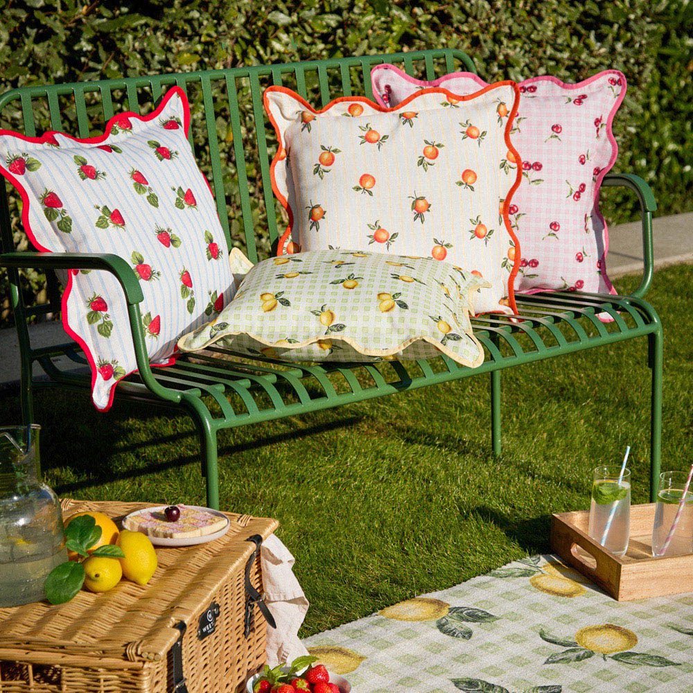 Furn Fruits Pink Cherries Gingham Check Cushion 45 x 45cm Image 6