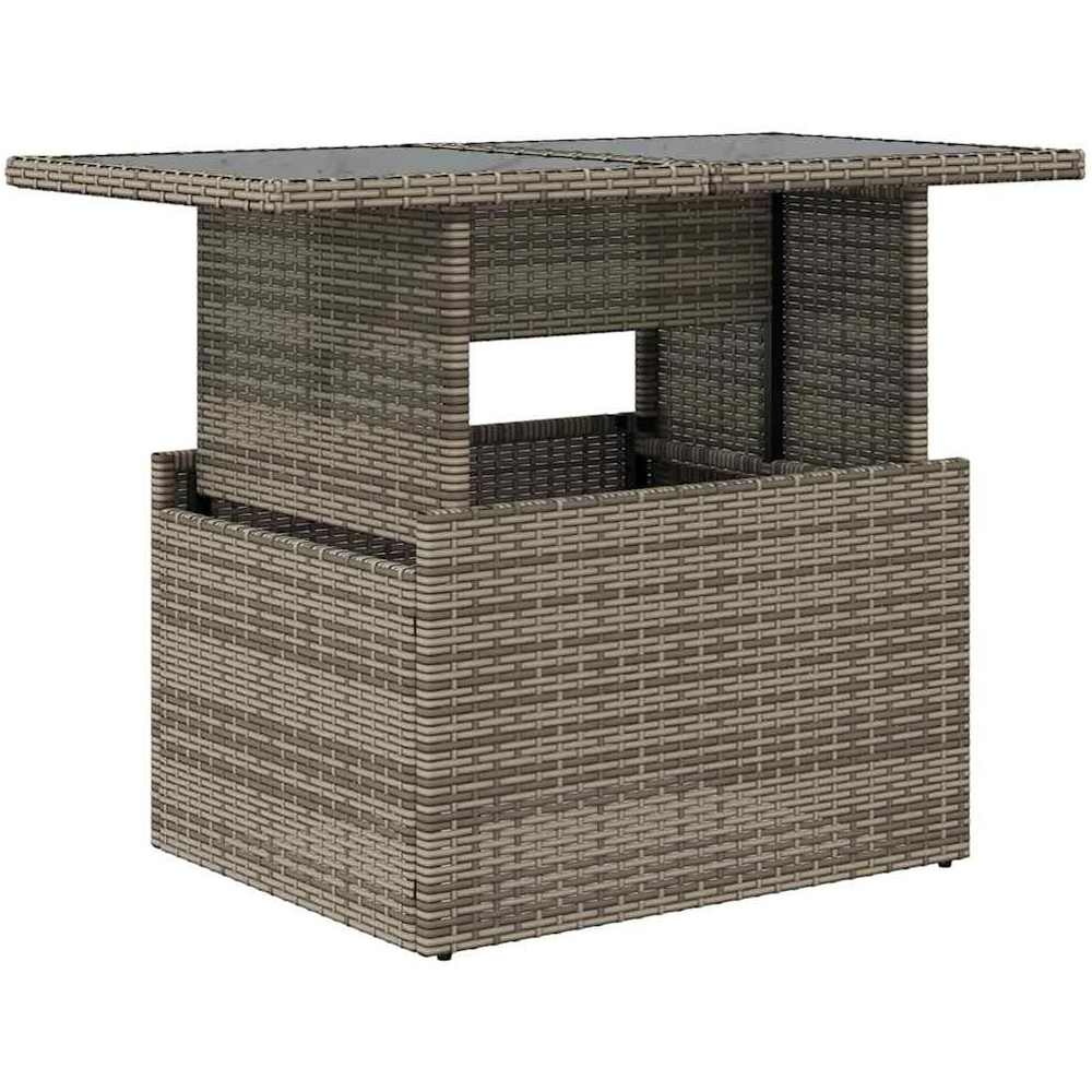 Walplus 2 Seater Grey Poly Rattan Liftable Glass Top Convertible Garden Dining Table Image 4