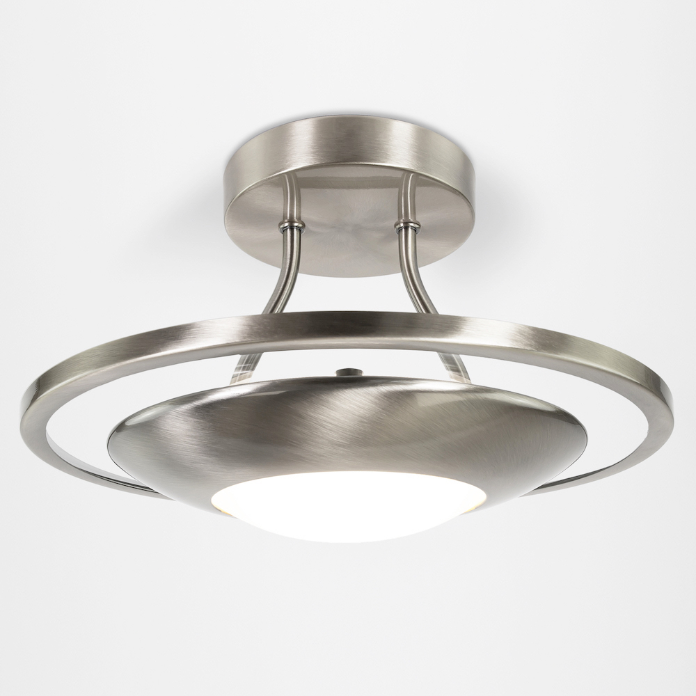 Happy Homewares Satin Nickel LED Semi Flush Ceiling Light Image 4