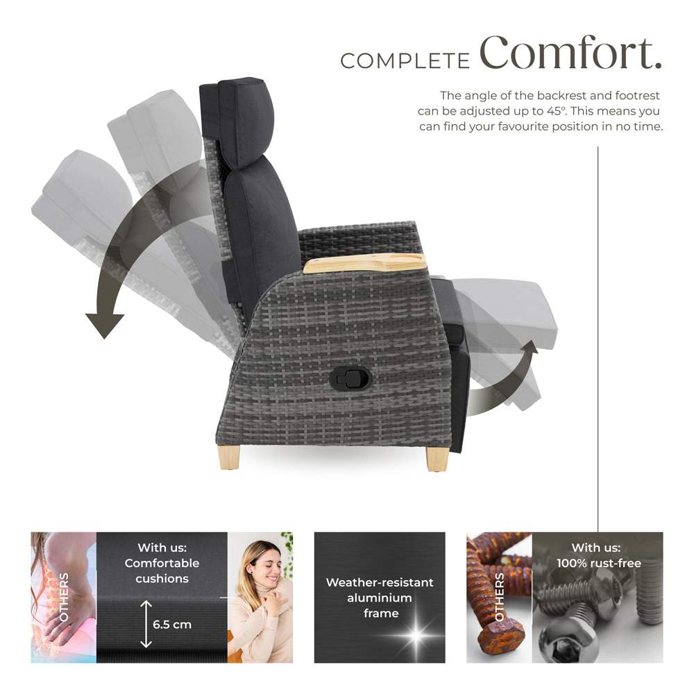 tectake Pescara Set of 2 Reclining and Adjustable Garden Chair Image 3