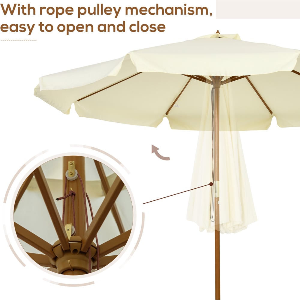 Outsunny Beige Detachable Pole Rope Pully Parasol 3.3m Image 5