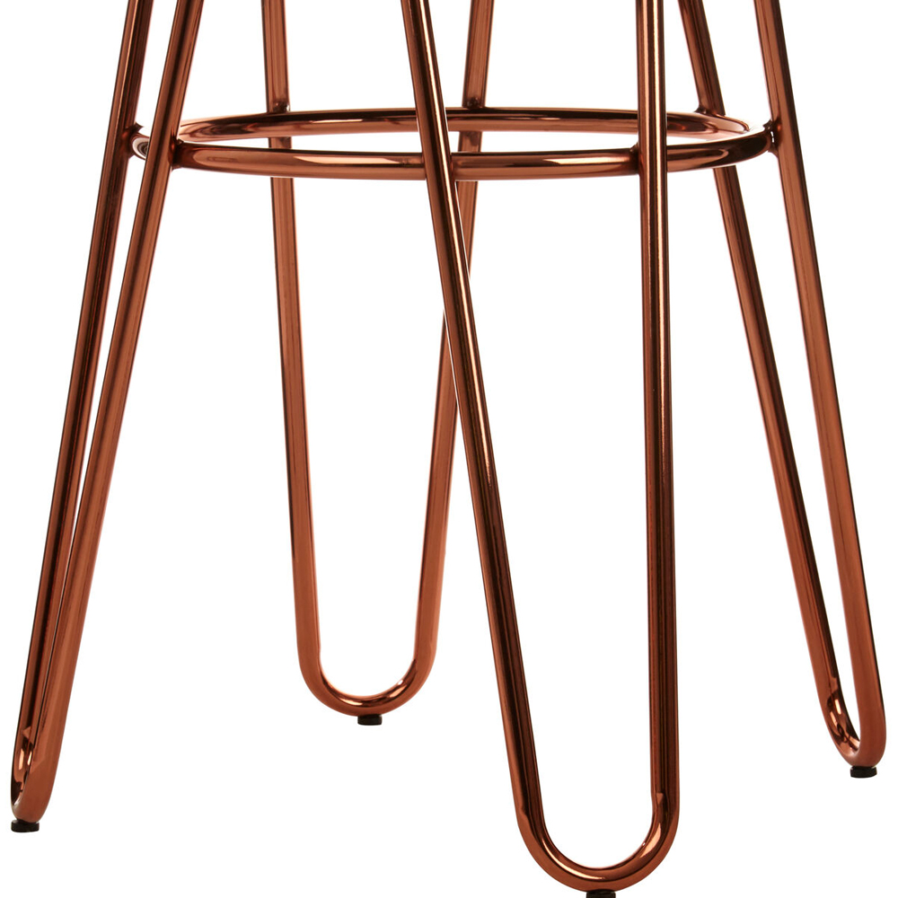 Premier Housewares District Black Faux Fur Bar Stool with Rose Gold Hairpin Legs Image 3