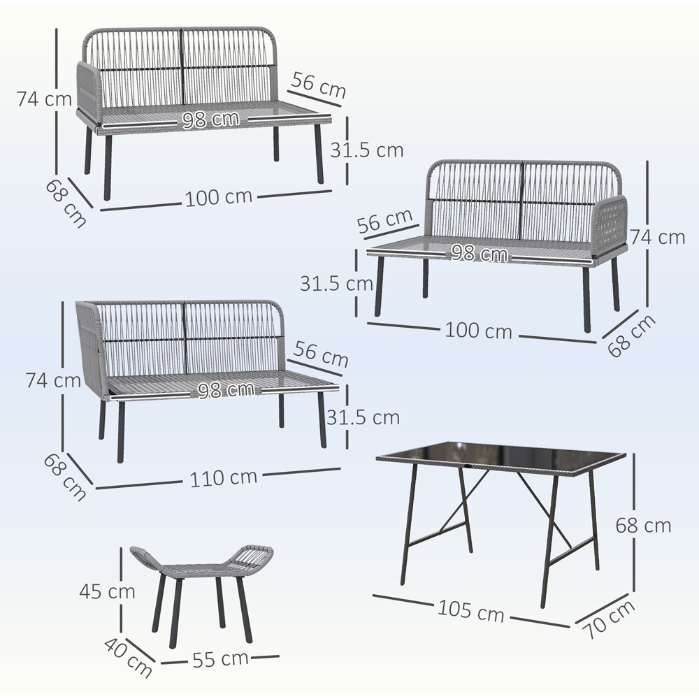 Outsunny 9 Seater Charcoal Grey Sectional Outdoor Furniture Set Image 9