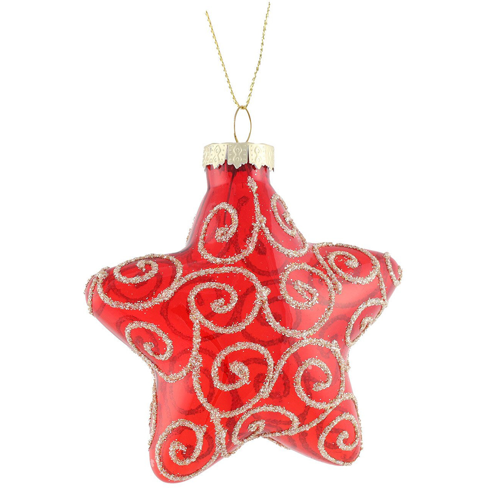 Red and Gold Swirl Tree or Star Ornament - Red Image 2