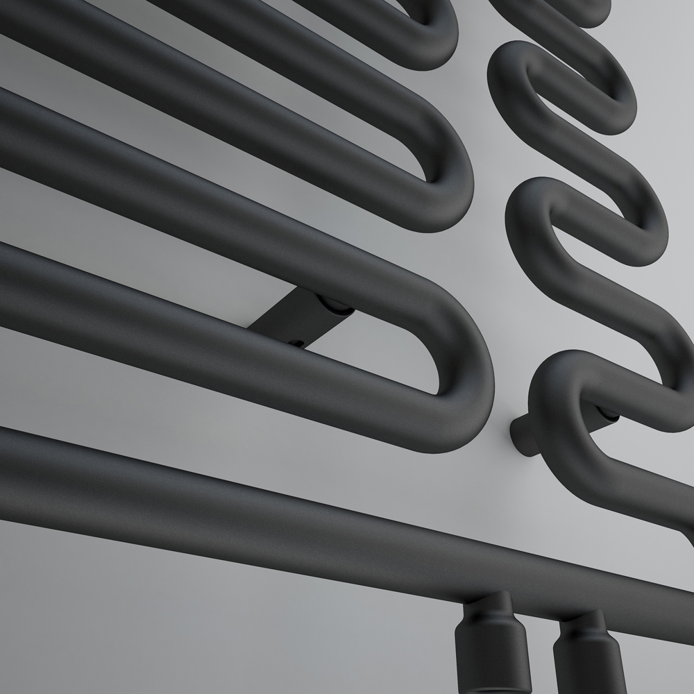 Terma Swale Metallic Black Heated Towel Rail 1746 BTU 1244 x 465mm Image 4