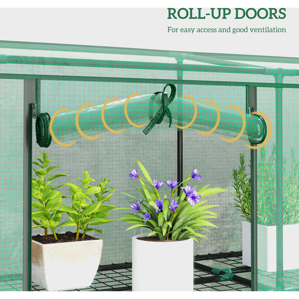 Outsunny 3 Tier Green PE Cover Lean To 4.7 x 7ft Mini Greenhouse Image 6