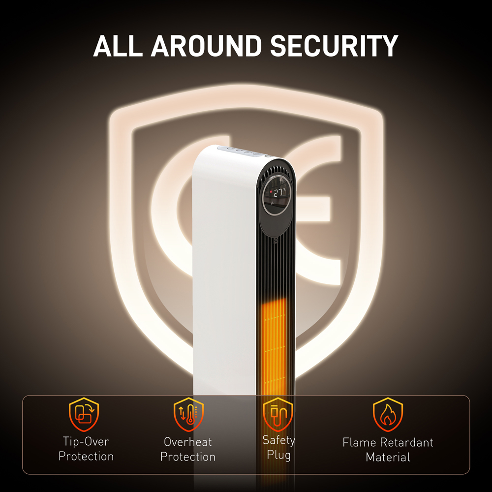 HOMCOM White Ceramic Electric Fan Space Heater 2000W Image 3