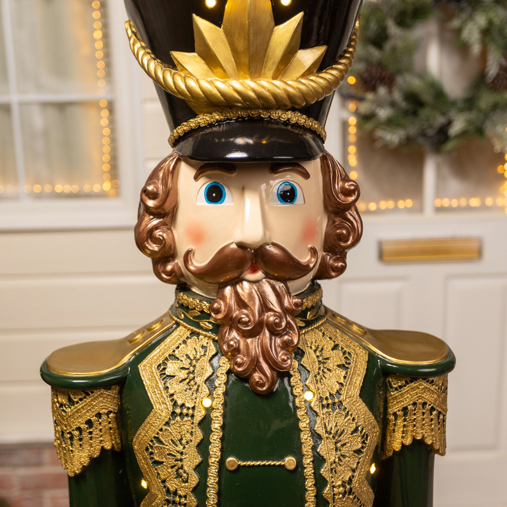 The Christmas Centre Dark Green Red and Black LED Lights Traditional Nutcracker Soldier 5ft Image 6
