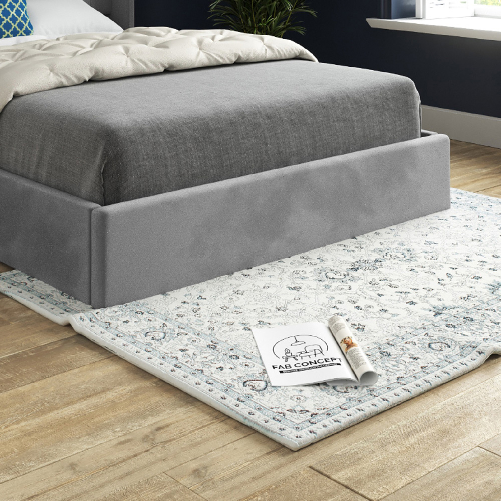 Rana Super King Size Grey Soft Velvet Upholstered Bed Frame with Curved Top Winged Headboard Image 4