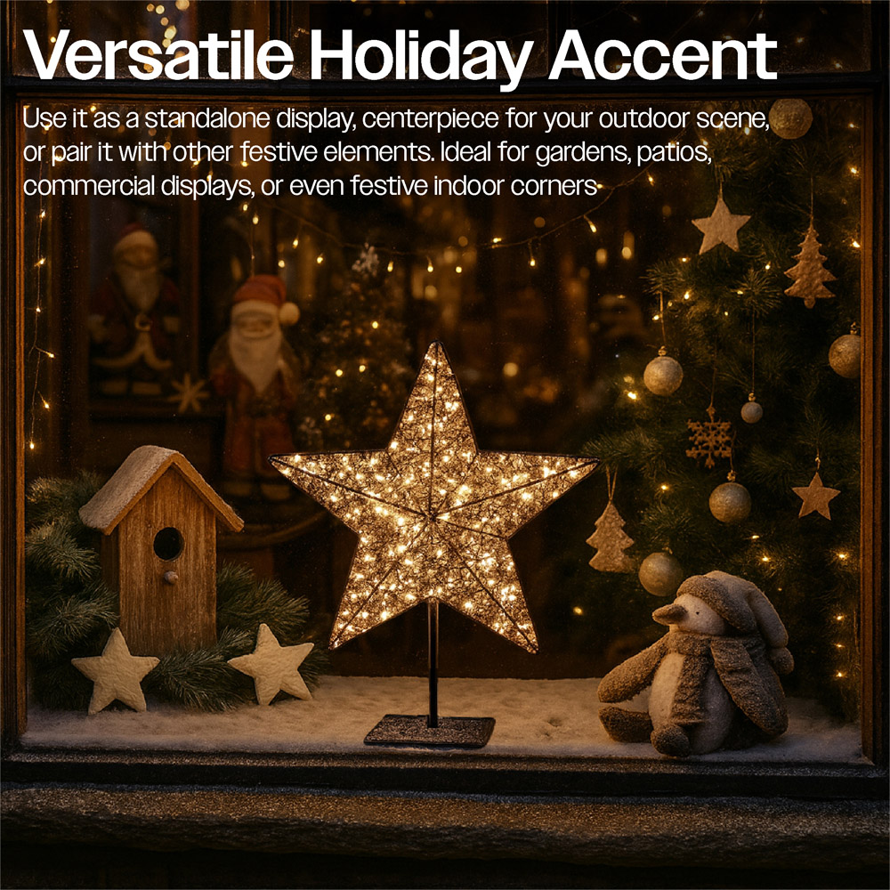 Xmas Haus Black 100 Warm White LED Star on Stand Christmas Decoration 30 x 44cm Image 6