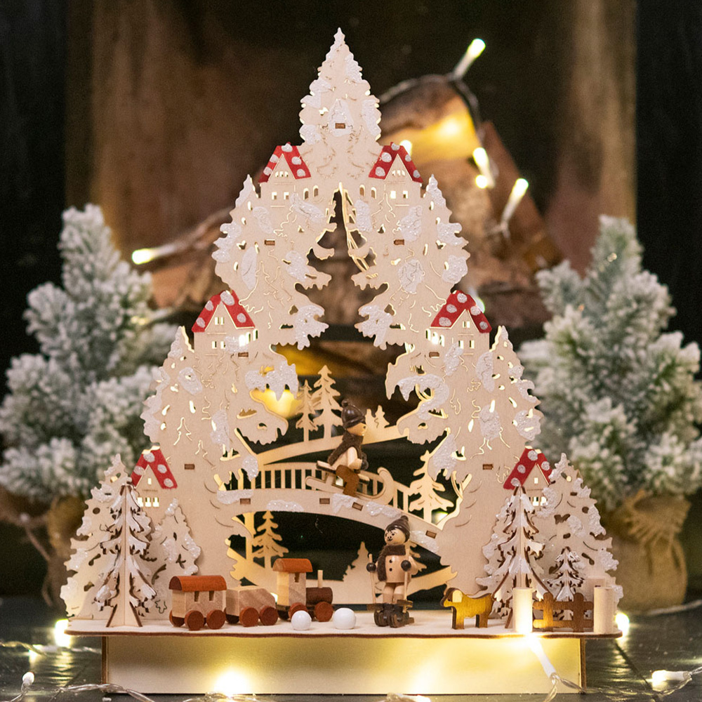 St Helens LED Wooden Xmas Scene Image 3