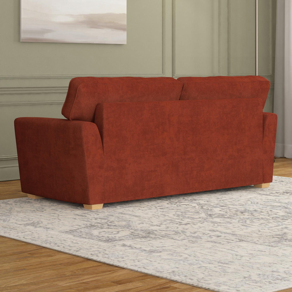 Wendleberry 3 Seater Marmalade Plush Velvet Fixed Back Sofa Image 6