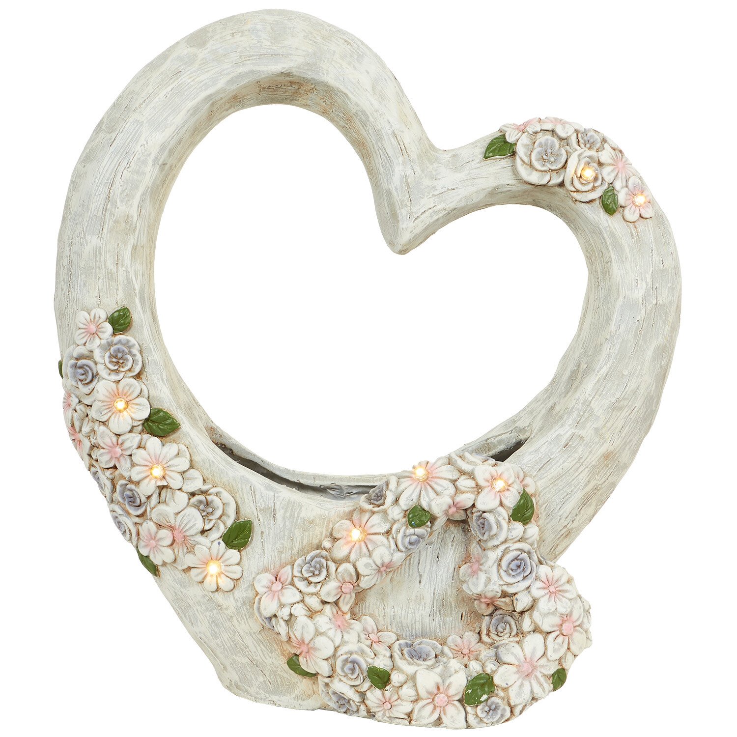 Solar Double Floral Heart Planter Image 4