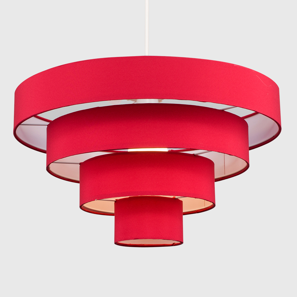 ValueLights 4 Tier Red Fabric Ceiling Pendant Lamp Shade Image 4