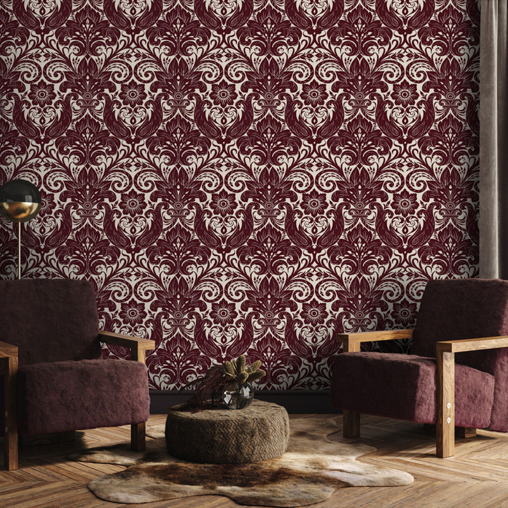 Galerie Llewelyn-Bowen Off The Wall Damask Red Wallpaper Image 3