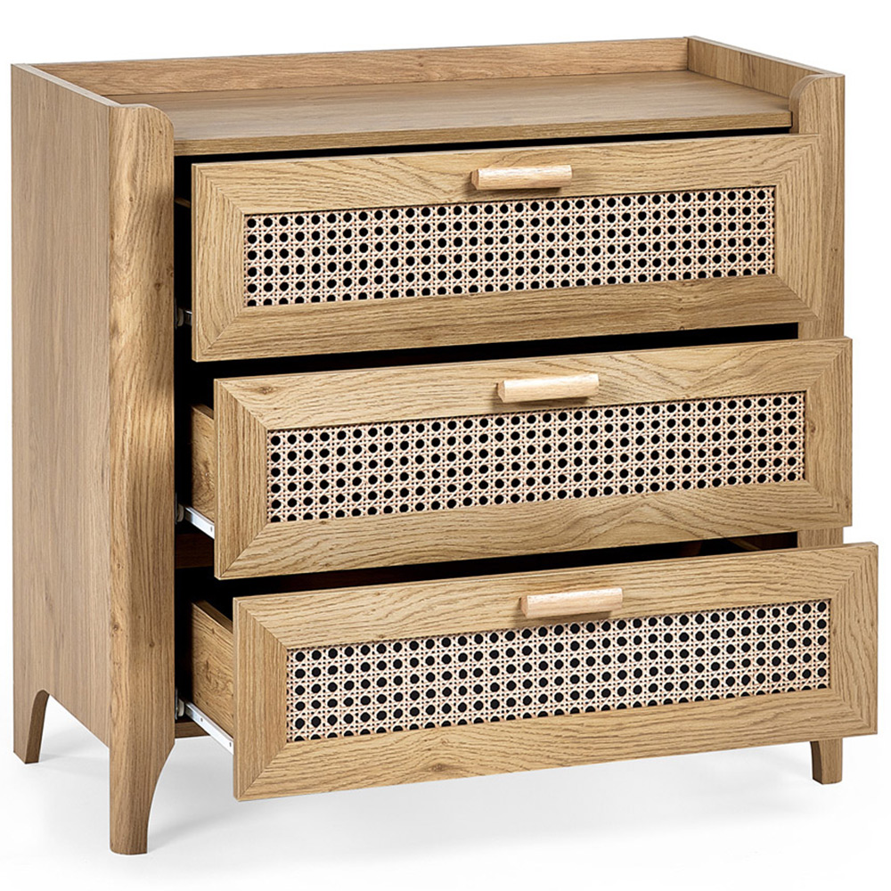 Julian Bowen Sydney 3 Drawer Rattan Effect Chest of Drawers Image 4