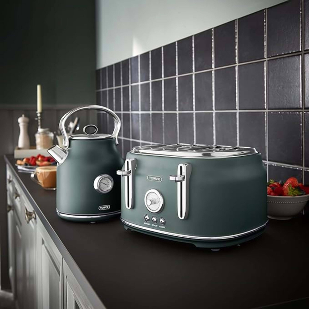 Tower Renaissance EEJB196 Forrest Green 4 Slice Toaster and 1.7L Kettle Bundle Image 7