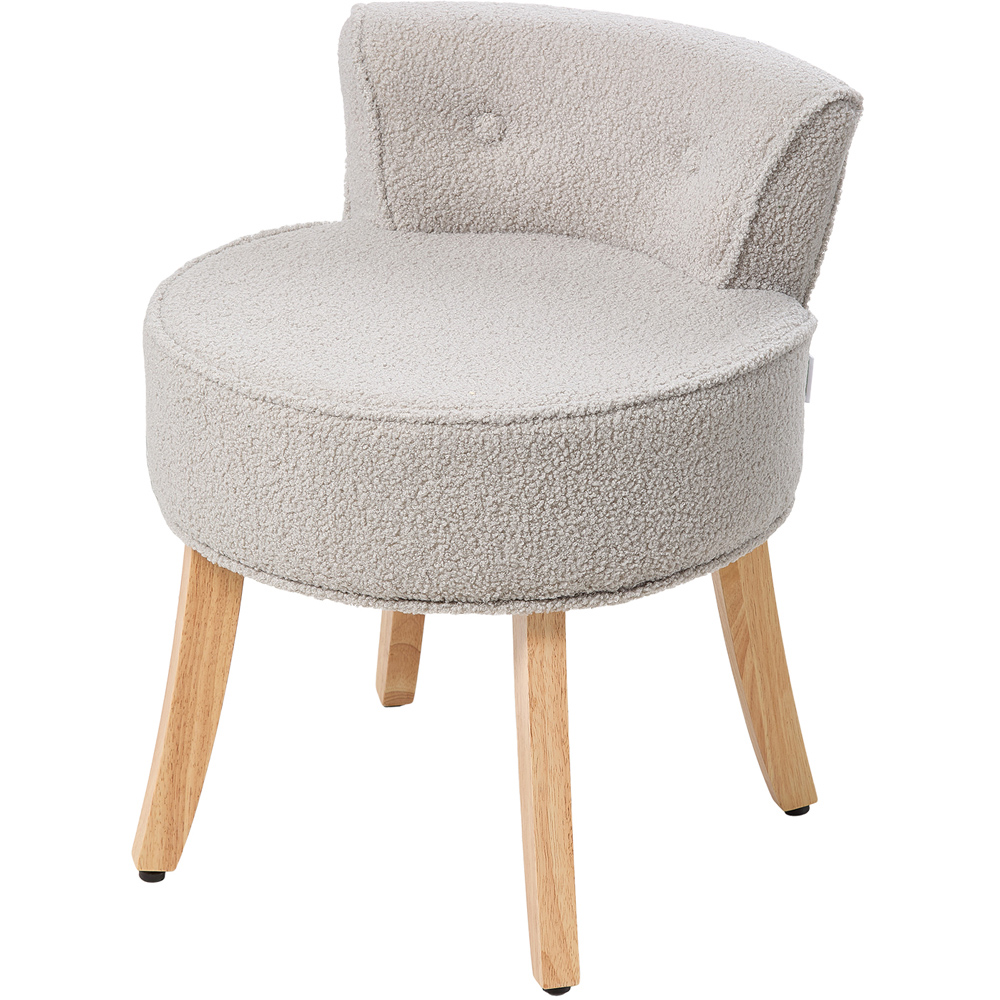 Living and Home Grey Teddy Fleece Button Tufted Vanity Stool Image 2