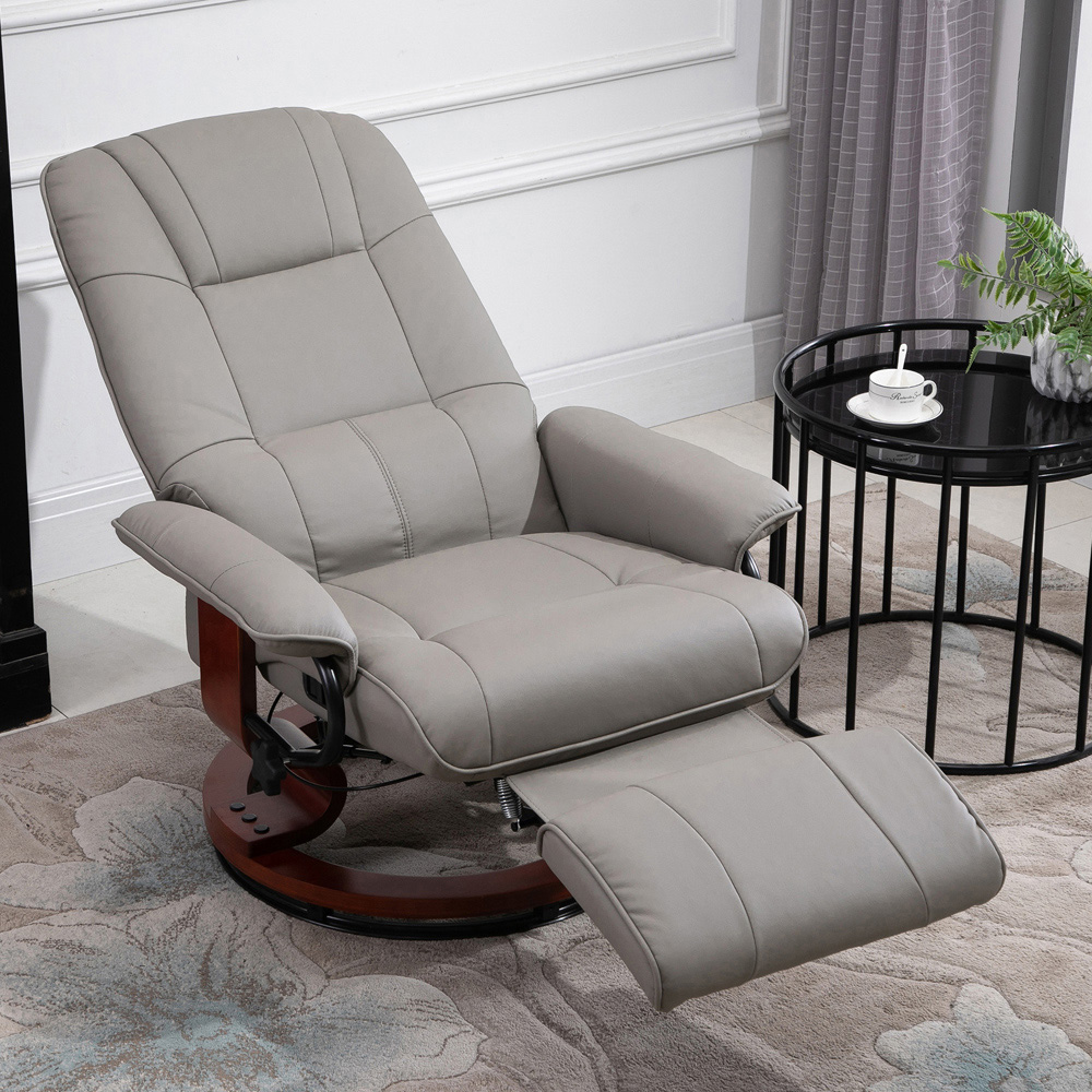 Portland Grey Faux Leather Manual Recliner Chair Image 7